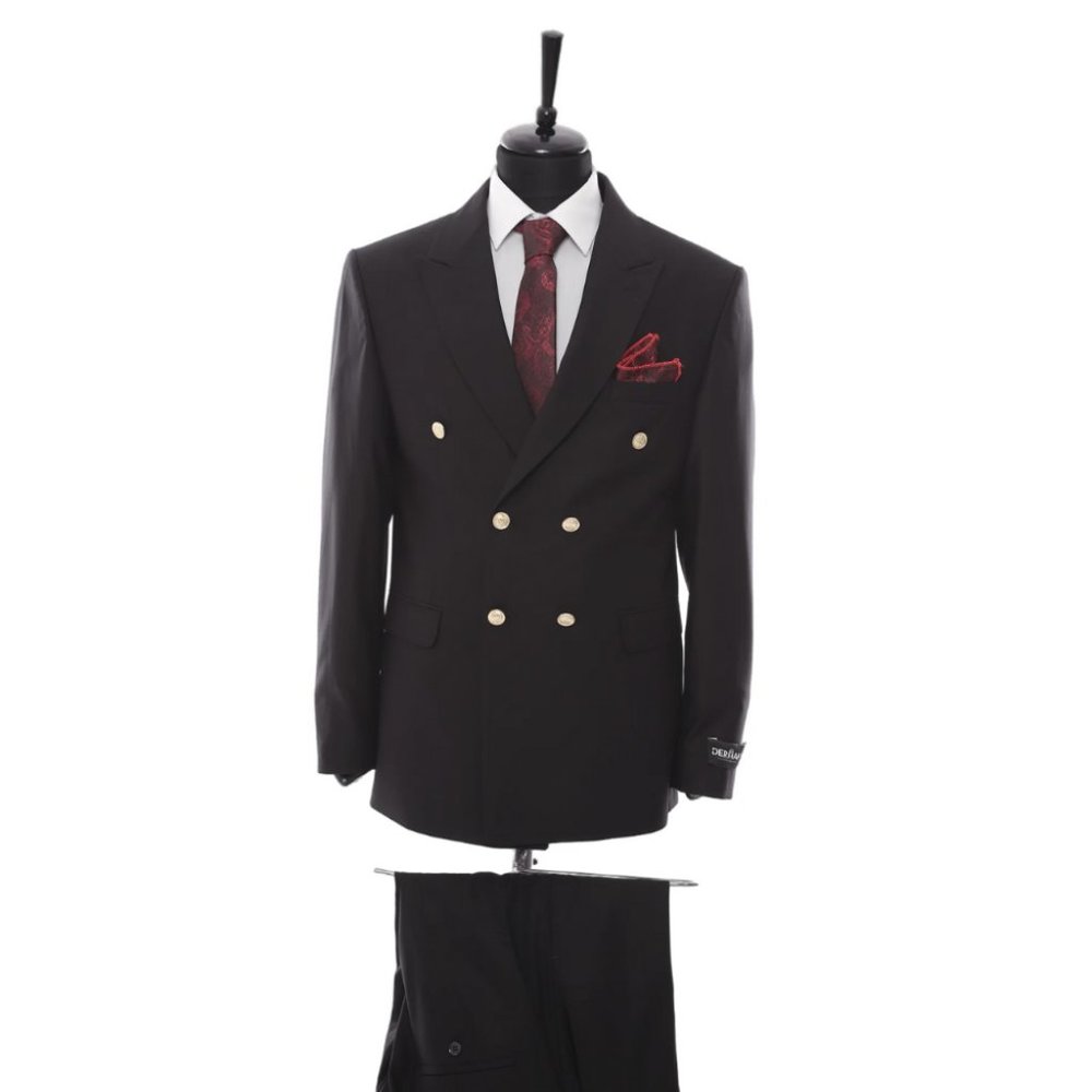 Derman Double Breasted Black Royal Series Suit